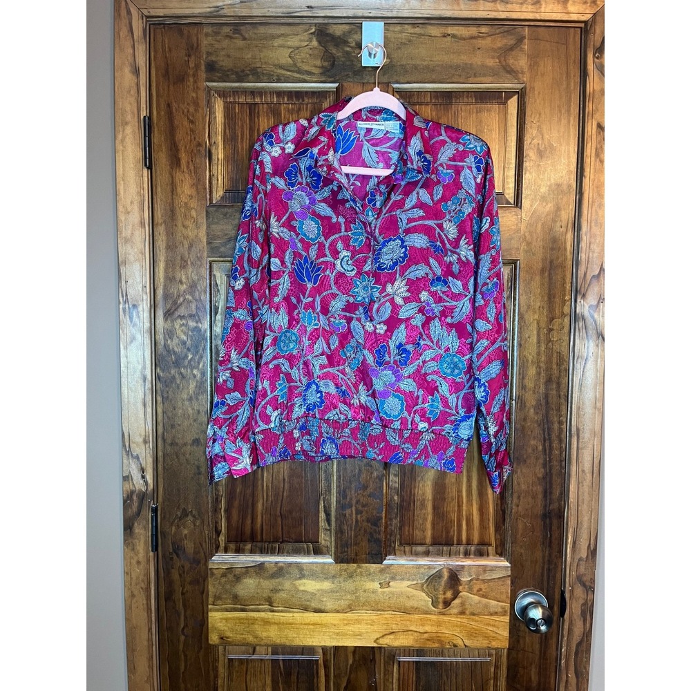 Alfred Dunner Women's Pink Floral Button‎ Down Shirt Size 16